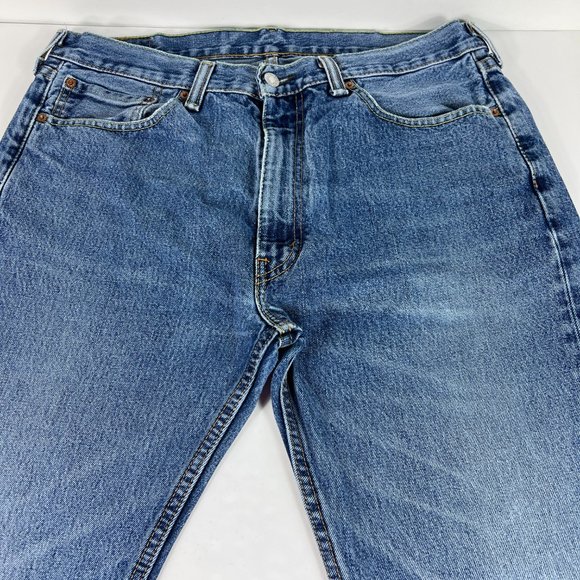Levi's Jeans Men 36x32* 505 Regular Straight Blue Faded Whisker Denim Tag 36x34 - Picture 5 of 16